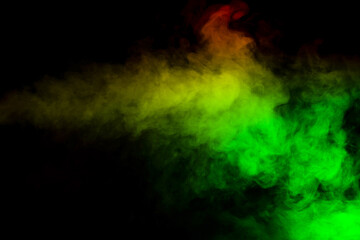 Red and green steam on a black background.