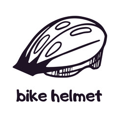 Flat Bike Helmet Icon isolated on white background. Vector graphic doodle illustration for posters, flyers, web banners on the theme of sports, bicycles, racing, safety.
