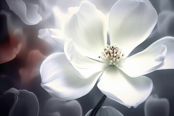 Abbildung einer abstrakten, weißen Blume in voller Blüte (Generative AI) - obrazy, fototapety, plakaty