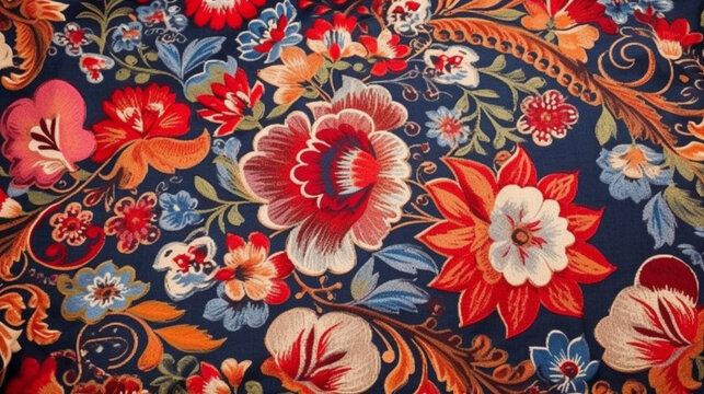 traditional russian patterned fabric Generative AI