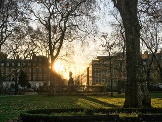 Beautiful view of the garden in Russell square with residential buildings view