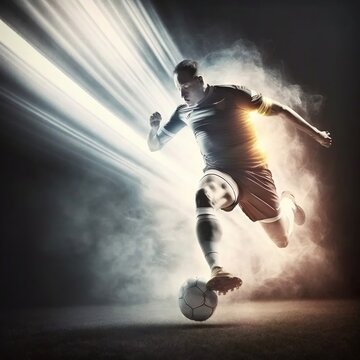 Skilled Soccer/Football Player in Action: The Life of a Professional Athlete. Generative AI