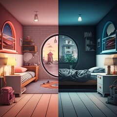 Side-by-Side Room Comparison: Old vs New. Generative AI