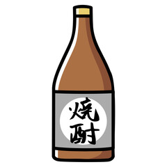 太い線で描かれたカットイラスト / デフォルメされた焼酎