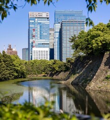 New buildings in the central part of Tokyo, Japan around the palace