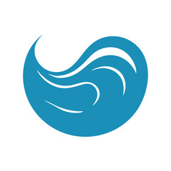 Wave simple minimal logo.Creative sea or ocean illustration. Modern company or corporate element. Abstract geometric icon. Vector illustration. Branding for water. Surf ripple and rive flat blue shape