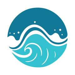 Wave simple minimal logo.Creative sea or ocean illustration. Modern company or corporate element. Abstract geometric icon. Vector illustration. Branding for water. Surf ripple and rive flat blue shape