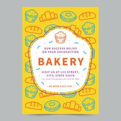  Illustrated Bakery Flyer Template. A clean, modern, and high-quality design of Flyer vector design. Editable and customize template flyer