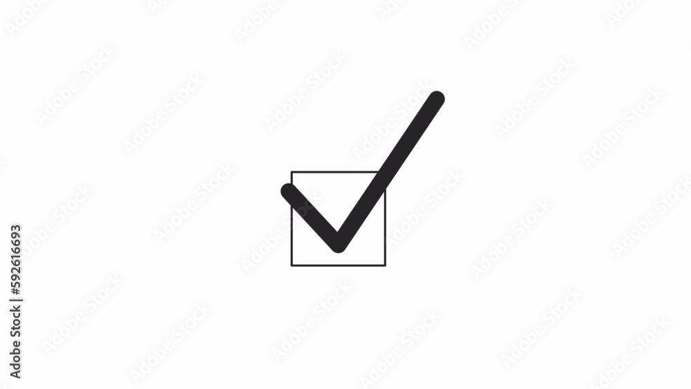 Poster put tick in box bw animation. black and white thin line icon 4k video footage for web design. insert