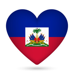 Haiti flag in heart shape. Vector illustration.