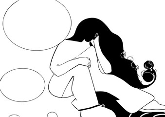 silhouette of a girl in vector 