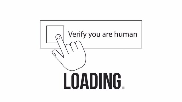 Human verify bw loader animation. I am not robot confirmation. Flash message 4K video footage. Isolated monochrome loading progress indicator with alpha channel transparency for UI, UX web design
