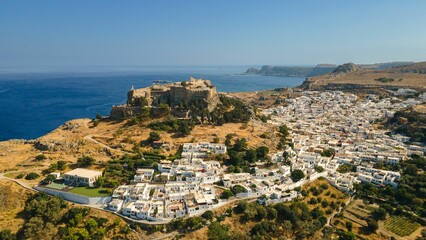 Fototapeta na wymiar Aerial view of the Rhodes island at daytime in Greece