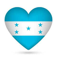 Honduras flag in heart shape. Vector illustration.