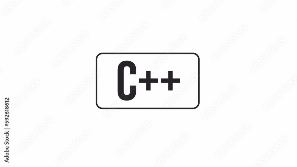 Poster animated bw c plus plus button. black and white thin line icon 4k video footage for web design. prog