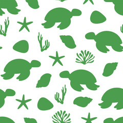 Seamless pattern Underwater world silhouette vector illustration