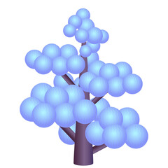 A strange futuristic abstract tree of blue balls, spheres with a beautiful patterned crown in the style of games, for the design of space, parks, landscapes, cards