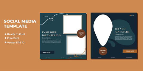Set of Editable minimal square banner template. Suitable for social media post and web internet ads. Vector illustration with photo college