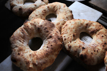 Bread making in the village bakery. Amasya Turkey