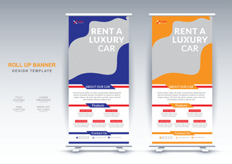 Rental car agency business rollup banner design template