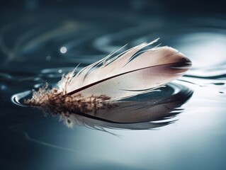 A single feather floating in mid-air