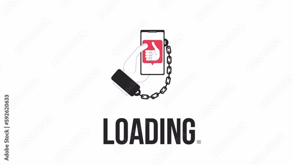 Fototapete media dependence loader animation. flash message 4k video footage. mobile phone addiction. isolated 