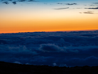 Early morning sunrise above the Teide Volcano in Tenerife in the Canary Islands	