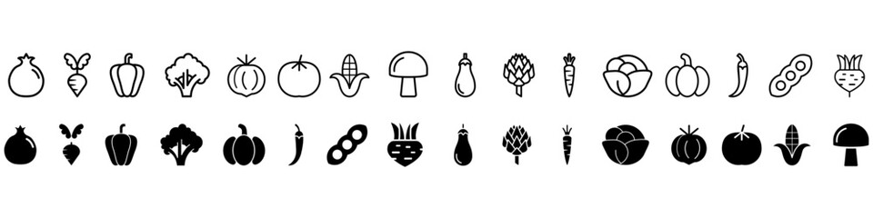 Vegetables icon vector set. vegetarianism illustration sign collection. garden symbol.