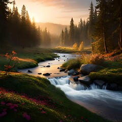 The brook in the forest, generative ai