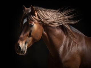Obraz premium A close-up of a brown horse's mane blowing in the wind
