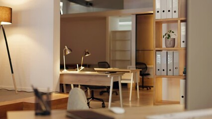 Office, fall and business man on chair at desk with accident, mistake and injury from leaning back. Corporate, workplace safety and male worker falling after resting, relax and stretching at night