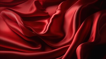 Fototapeta na wymiar Red silk satin. Curtain. Luxury background for design. Soft folds. Shiny smooth flowing fabric. Wavy. Christmas, Valentine, Valentine's day, anniversary, awarding, festive