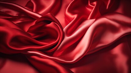 Obraz premium Red silk satin. Curtain. Luxury background for design. Soft folds. Shiny smooth flowing fabric. Wavy. Christmas, Valentine, Valentine's day, anniversary, awarding, festive