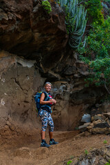 Female hiker hiking the beautiful Teide national park in Tenerife	