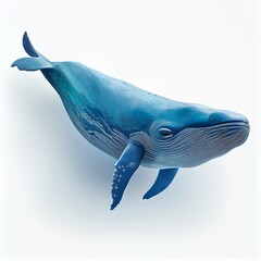 Blue Whale on isolated white background Generative AI