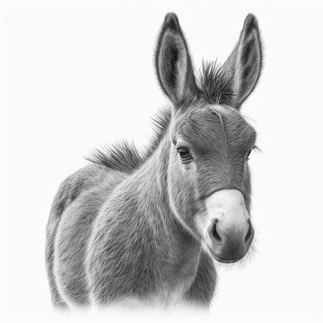 recommend clip art: Pencil sketch cute donkey animal drawings AI Generated