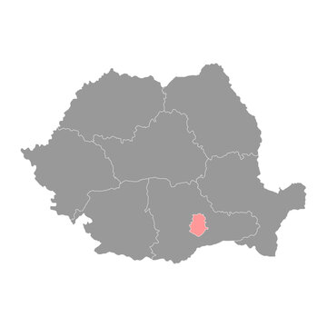 Bucharest Ilfov development egion map, region of Romania. Vector illustration.