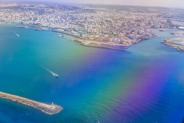 Fototapeta na wymiar 沖縄県　飛行機から見た絶景 