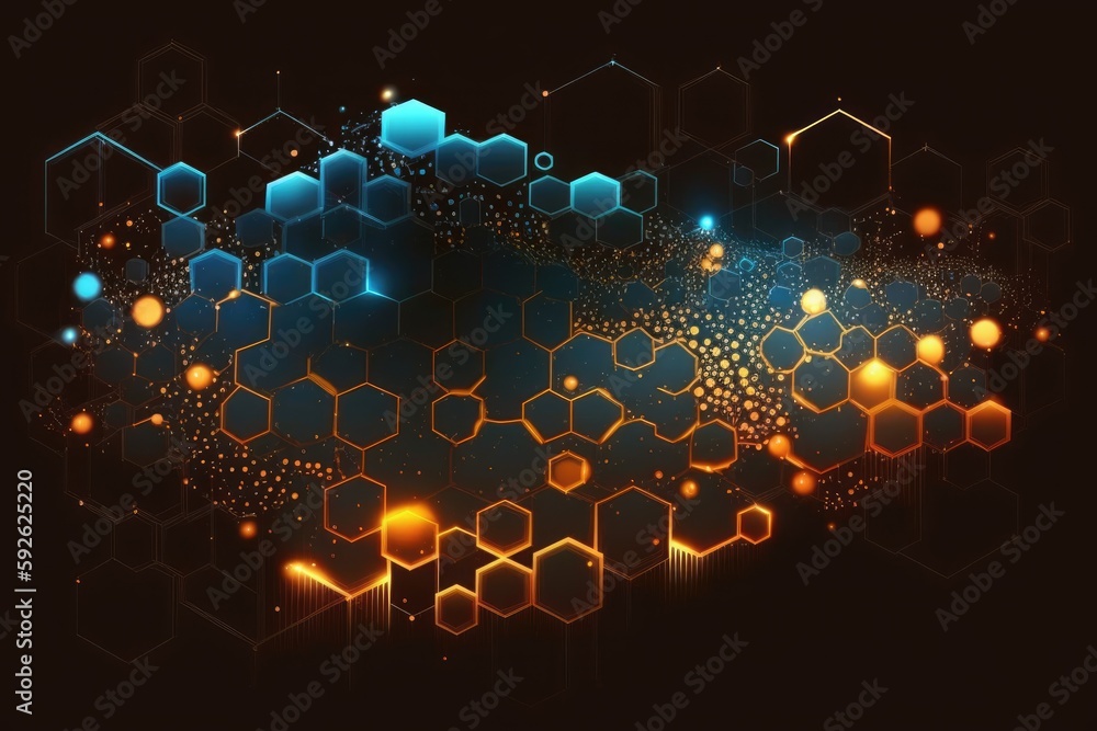 Canvas Prints Abstract technology background with hexagons and digital elements