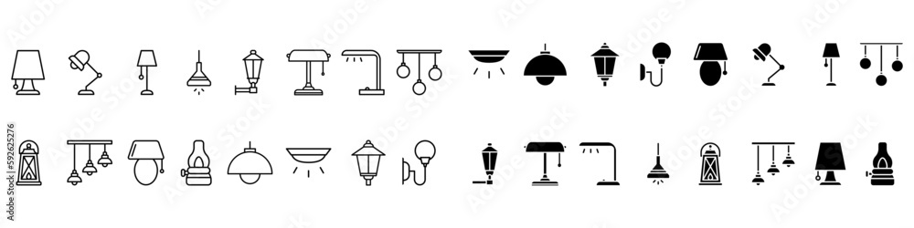 Wall mural Lamp icon vector set. illuminator construction illustration sign collection. lighting symbol or logo.