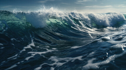 Fototapeta na wymiar Background illustration oceans waves with a deep blue color realistic. Al generated