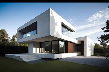 modern villa. generative AI illustration.