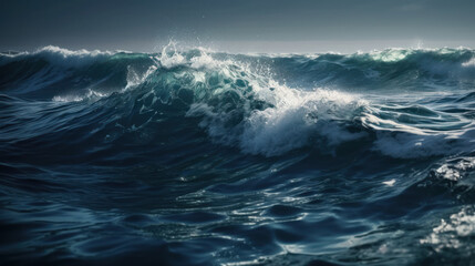 Fototapeta premium Background illustration oceans waves with a deep blue color realistic. Al generated