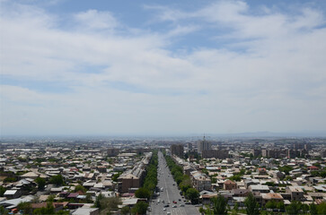 View. View of the city. View of the eastern city. View of Yerevan. Panorama of the city. View of the Armenian city.