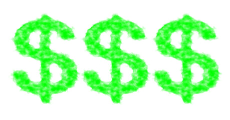 Abstract vector illustration of a dollar made of green fog