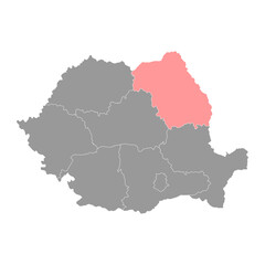 Nord Est development region map, region of Romania. Vector illustration.