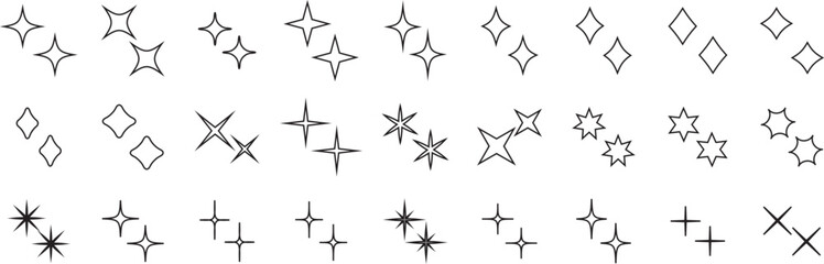 Sparkle icon vector set. Star icons. black.