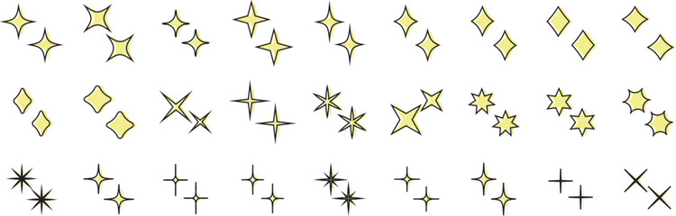 Sparkle icon vector set. Star icons.