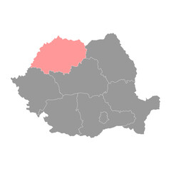 Nord Vest development region map, region of Romania. Vector illustration.