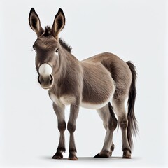 Donkey on isolated white background Generative AI